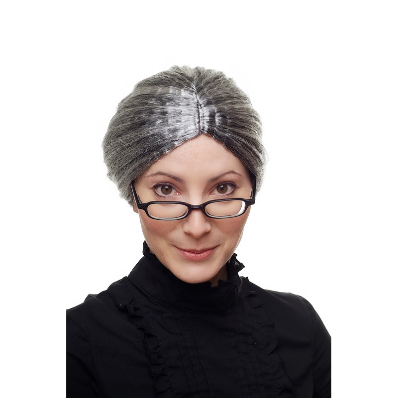 Lady wig grey gray hairbun bun Grandmother Granny Boarding School Mistress 69020