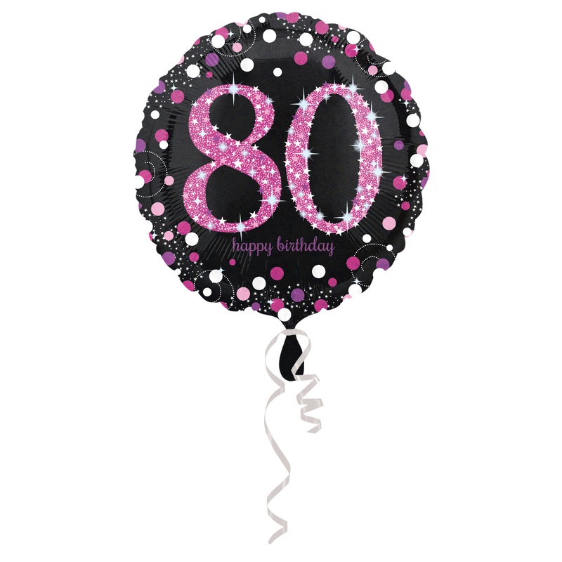 Pink 80th Birthday foil balloon 43cm