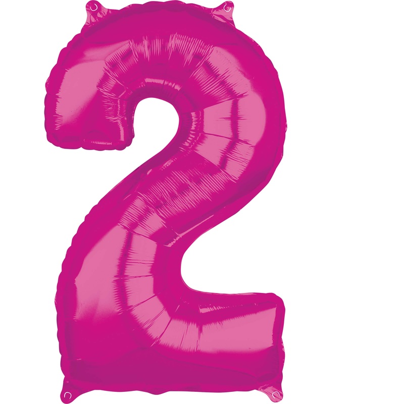 Pink number 2 foil balloon 66cm