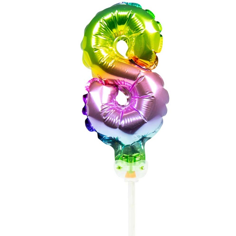 Rainbow cake decoration balloon number 8