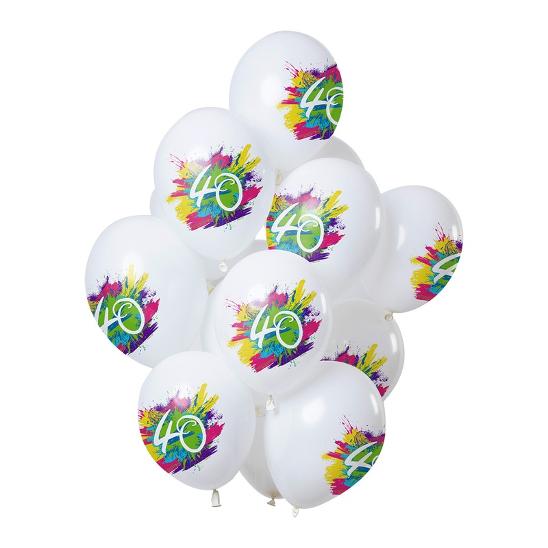 40th birthday 12 latex balloons Color Splash