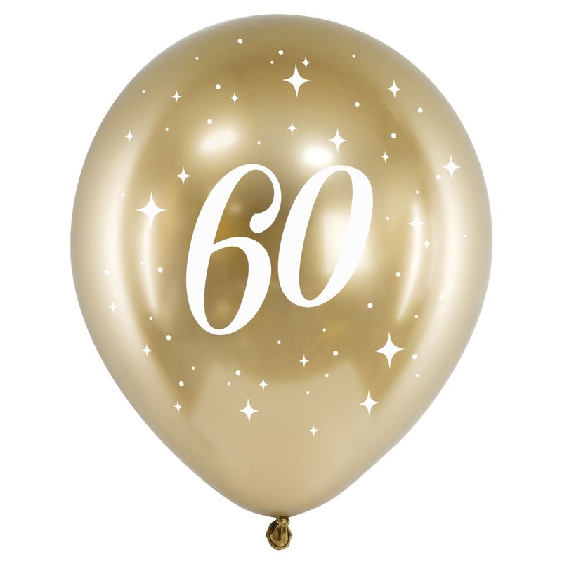 6 Glossy Gold Number 60 Balloon 30cm