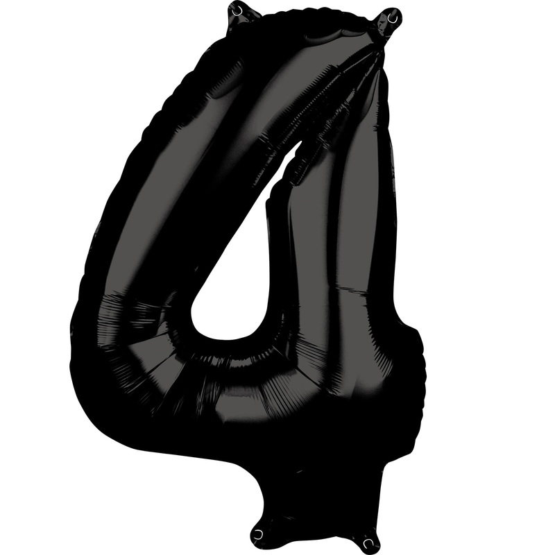 Black number 4 balloon 66cm