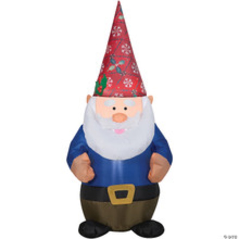 Blow Up Inflatable Gnome with Christmas Hat Outdoor Yard Decoration