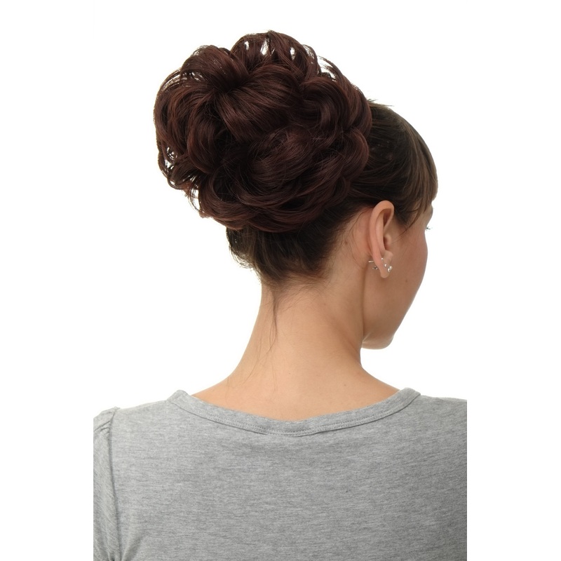 Hairpiece Hairbun Top Knot Bun Hair Rose Bushy Mahogany Brown Q840-33