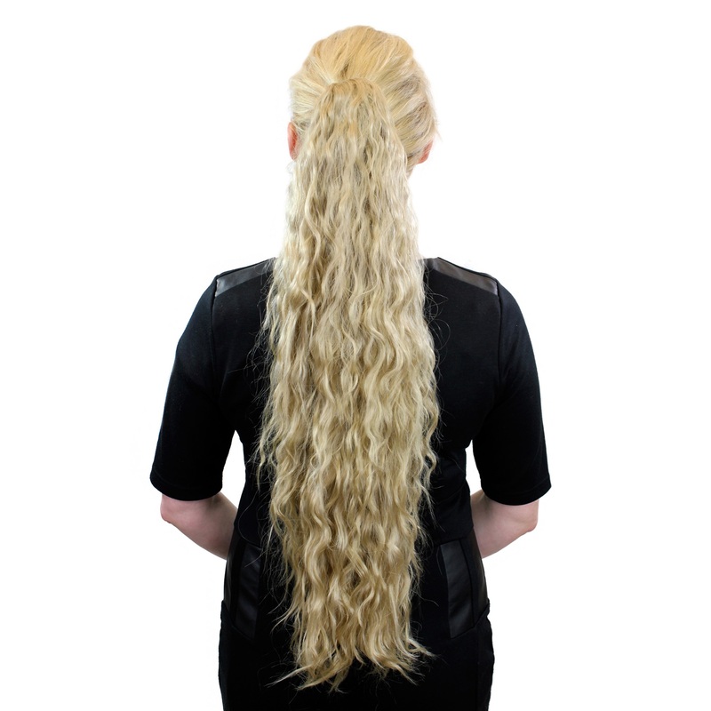 Hairpiece Ponytail extension extremely long volume kinked curls ash blond N838-24