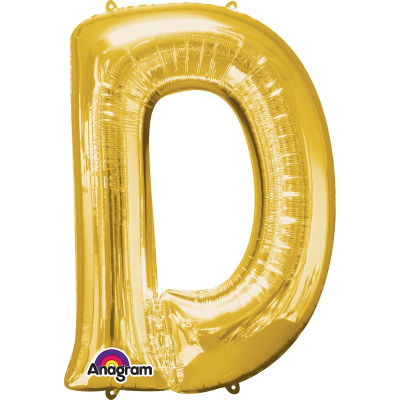 Letter foil balloon D gold 83cm