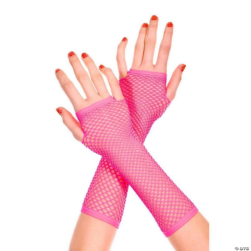 Music Legs 415-HOTPINK Thick Mini Diamond Net Arm Warmers Gloves – Hot Pink