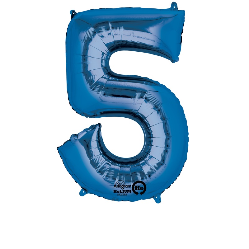 Number balloon 5 blue 86cm