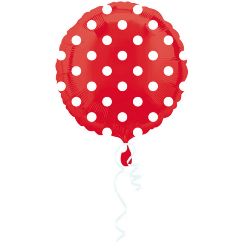 Round foil balloon red dotted