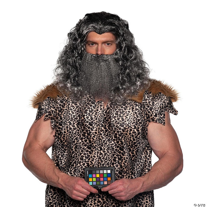 Viking Wig & Beard Adult Costume Set  Grey