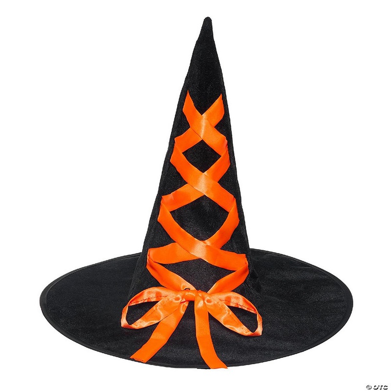 Witch Hat with Ribbon Adult Costume Accessory  Orange