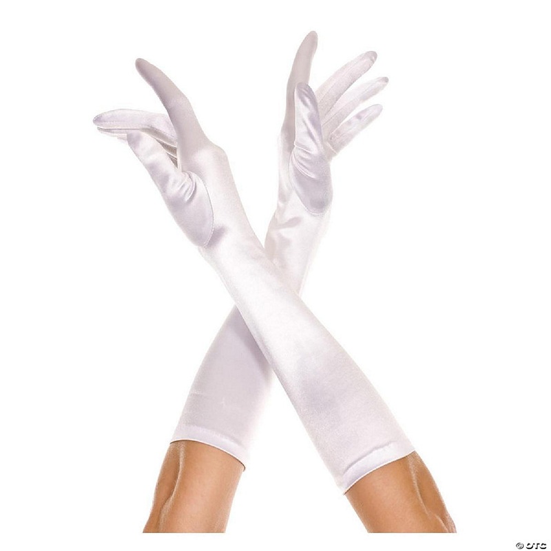 Music Legs 426-WHITE Elbow Length Satin Gloves – White