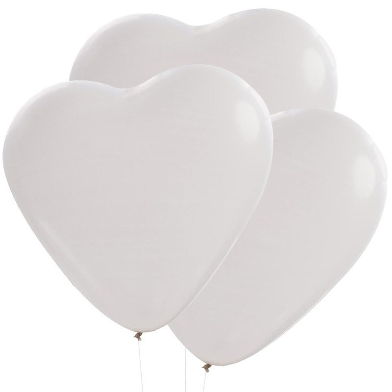 3 fairy tale wedding heart balloons white 90cm