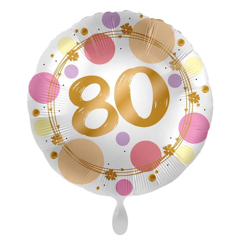 80th birthday balloon Happy Dots 45cm