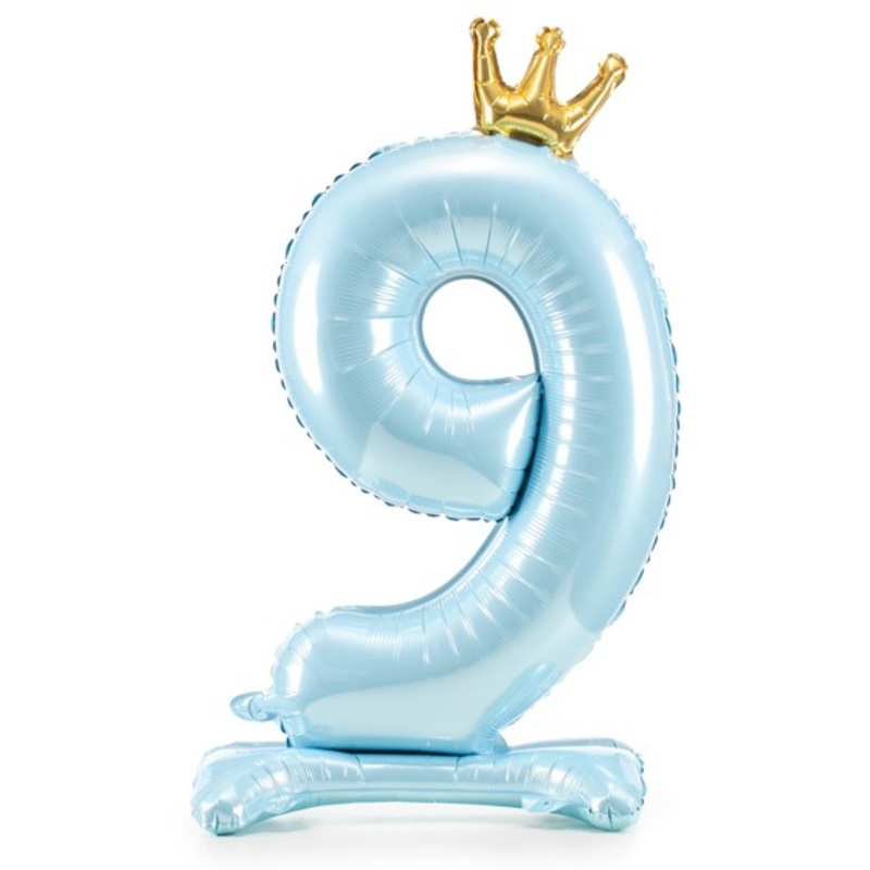 Babyblue number 9 standing foil balloon