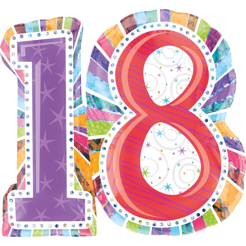 Colorful 18th Birthday balloon 66 x 71cm