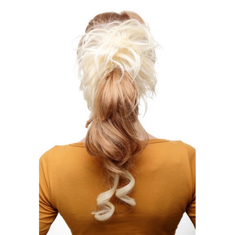 Hair Piece baroque voluminous wild curled scrunchy comb bright blond YZF-3072HT