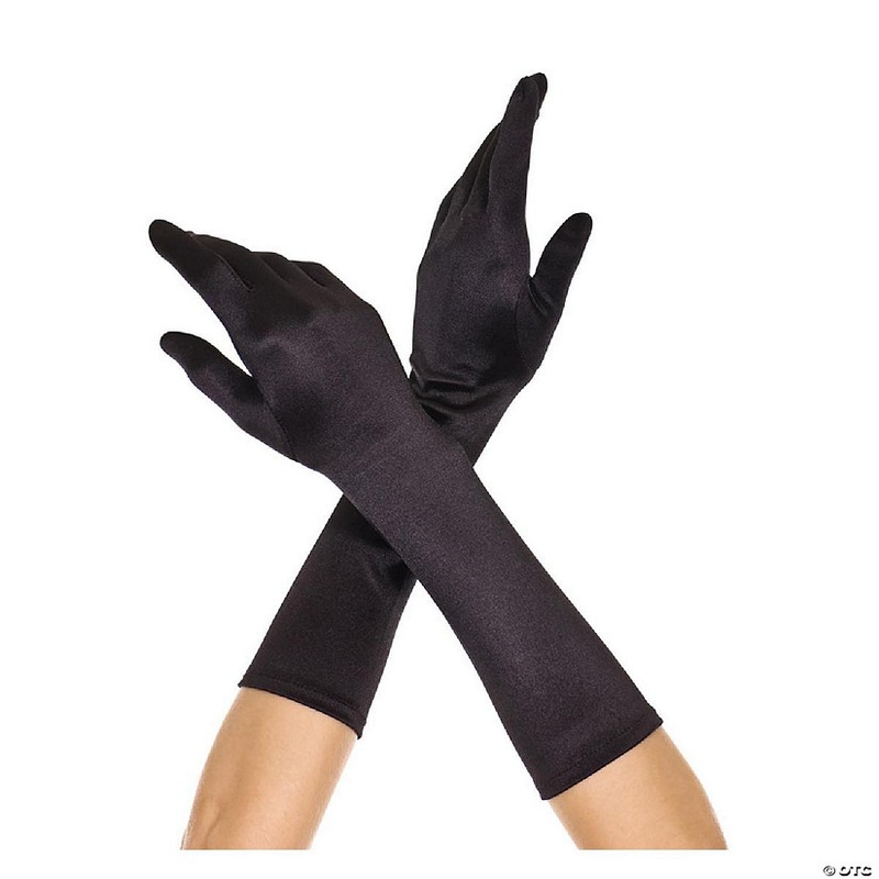 Music Legs 426-BLACK Elbow Length Satin Gloves – Black