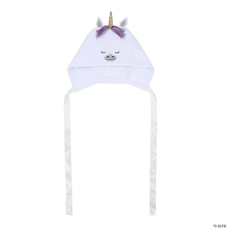 Novelty Beanie 3D Unicorn Hood with Chin Ties Beanie