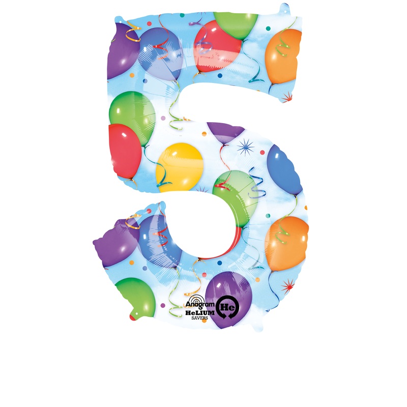 Number balloon 5 motley 86cm