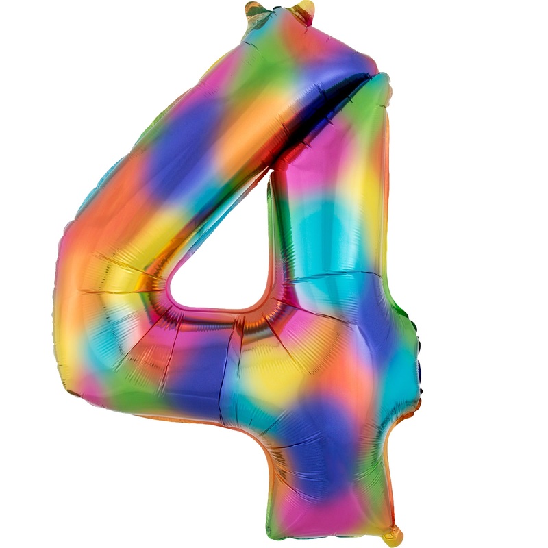 Rainbow number 4 foil balloon