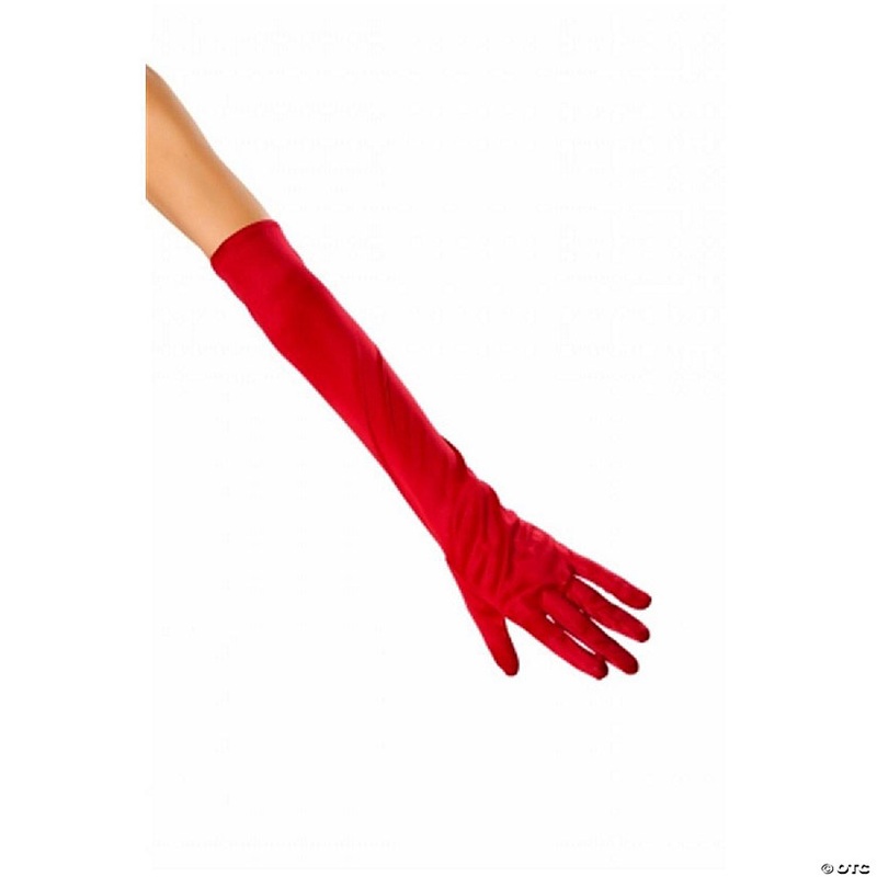 Roma Costume 10104-Red-O-S Stretch Satin Gloves Adult Costume, Red – One Size