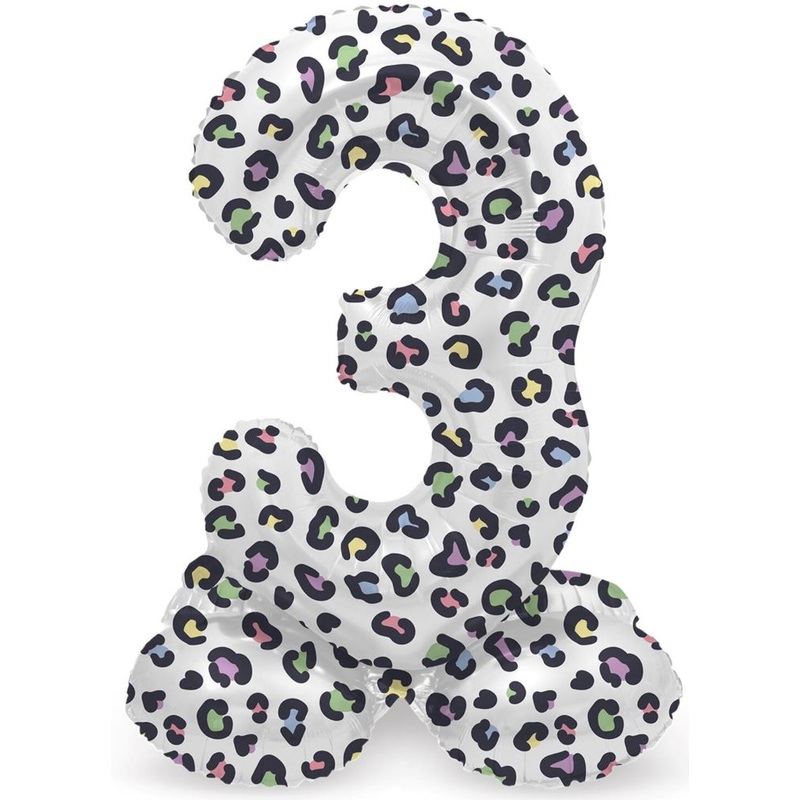Standing Number 3 Balloon Leopard 72cm