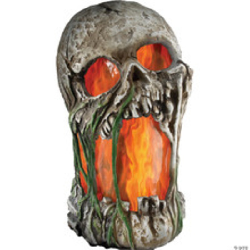 12 Flaming Rotted Skull Animated Prop