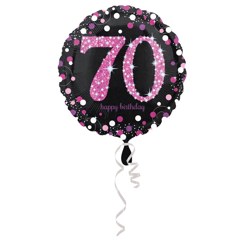 Pink 70th Birthday foil balloon 43cm