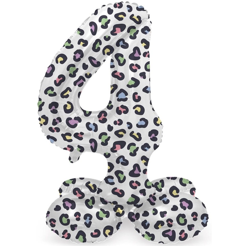 Standing Number 4 Balloon Leopard 72cm