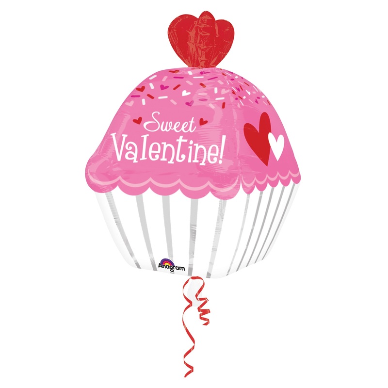 Valentine’s Day cupcake foil balloon 40 x 60cm