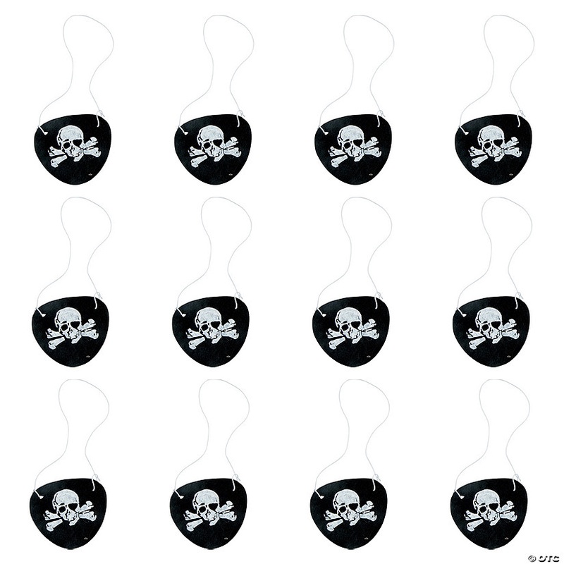 2 1/2 Skull & Crossbones Black Felt Pirate Eye Patches – 12 Pc.