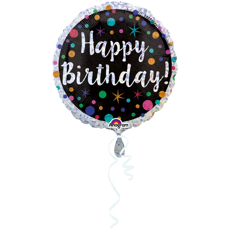 Birthday balloon sparkling confetti