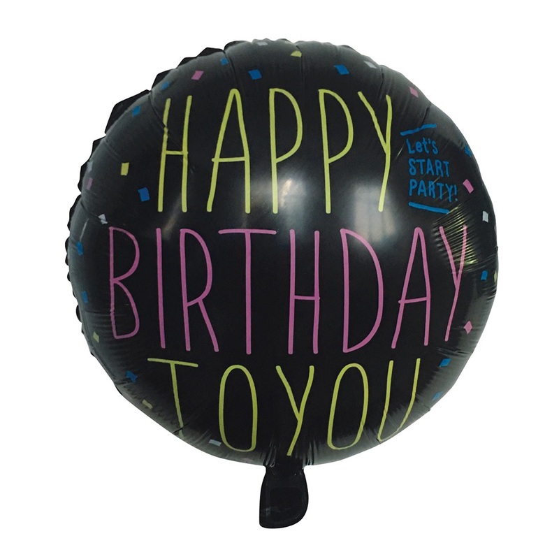 Black foil balloon Happy Birthday 45cm
