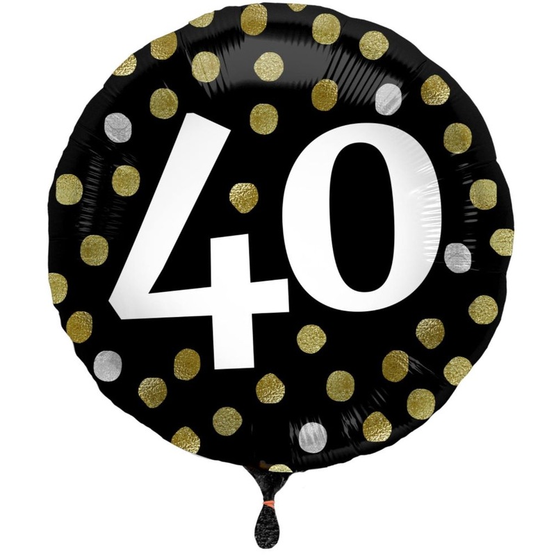 Foil Balloon 40th Birthday Glossy Black 45cm