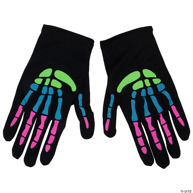 12 Colorful Skeleton Halloween Gloves Costume Accessory
