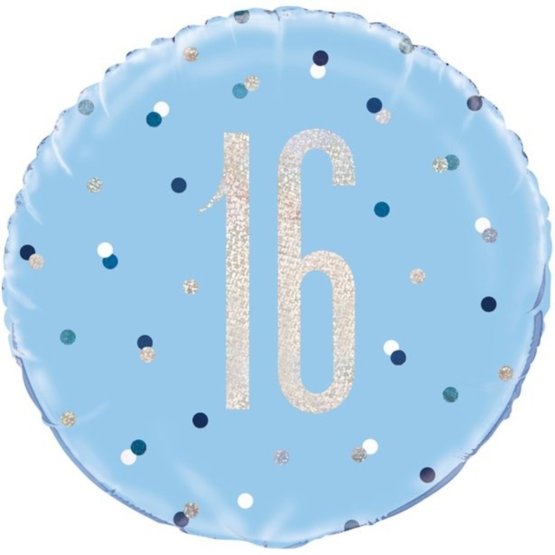 16th birthday blue foil balloon 46cm
