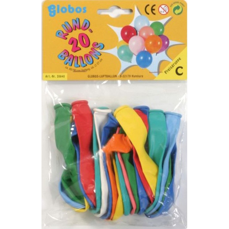 20 colorful round balloons