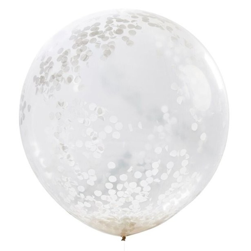 3 XL Confetti Balloons White 91cm
