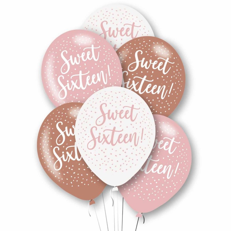 6 Pink Sweet Sixteen Balloons