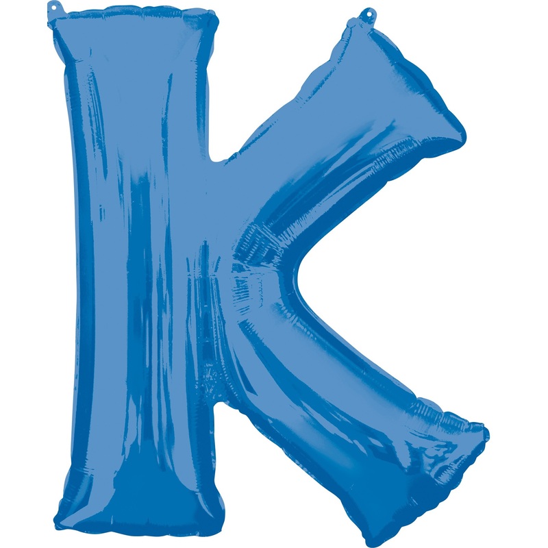 Foil balloon letter K blue XL 81cm