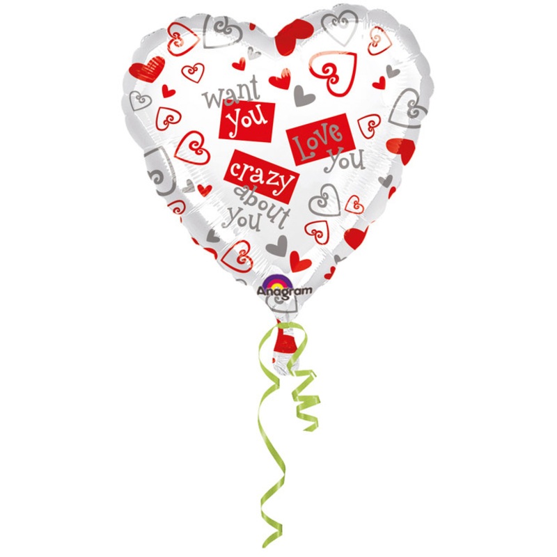Heart balloon Crazy Love 45cm