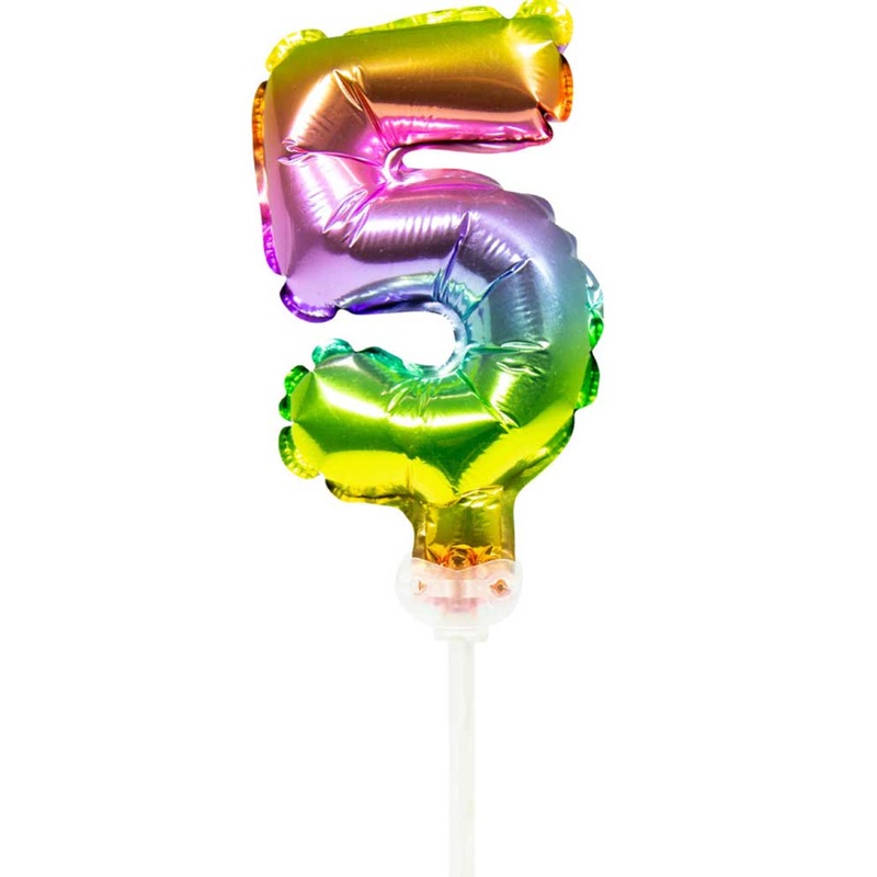 Rainbow cake decoration balloon number 5