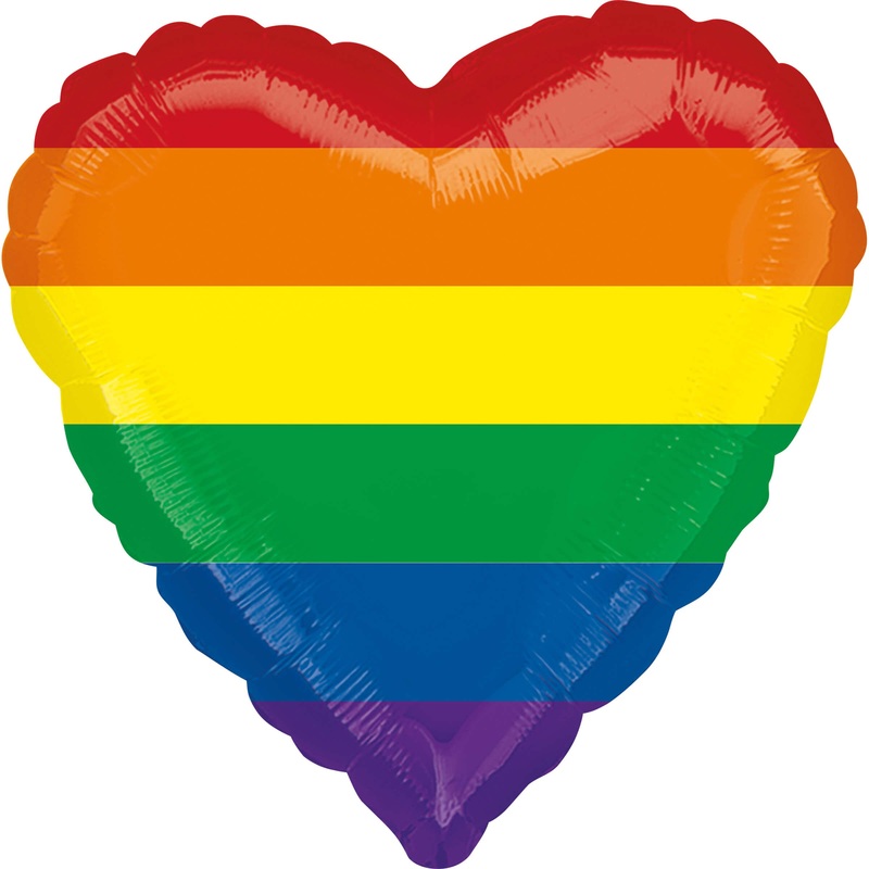 Shiny rainbow heart foil balloon