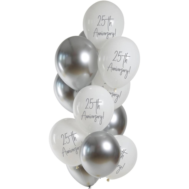 12 anniversary balloon mix 25th 33cm