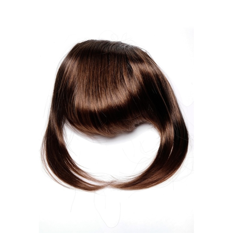 Hair Piece Clip in Bangs Fringe long framing strands chestnut brown mix TYL3061-2T30