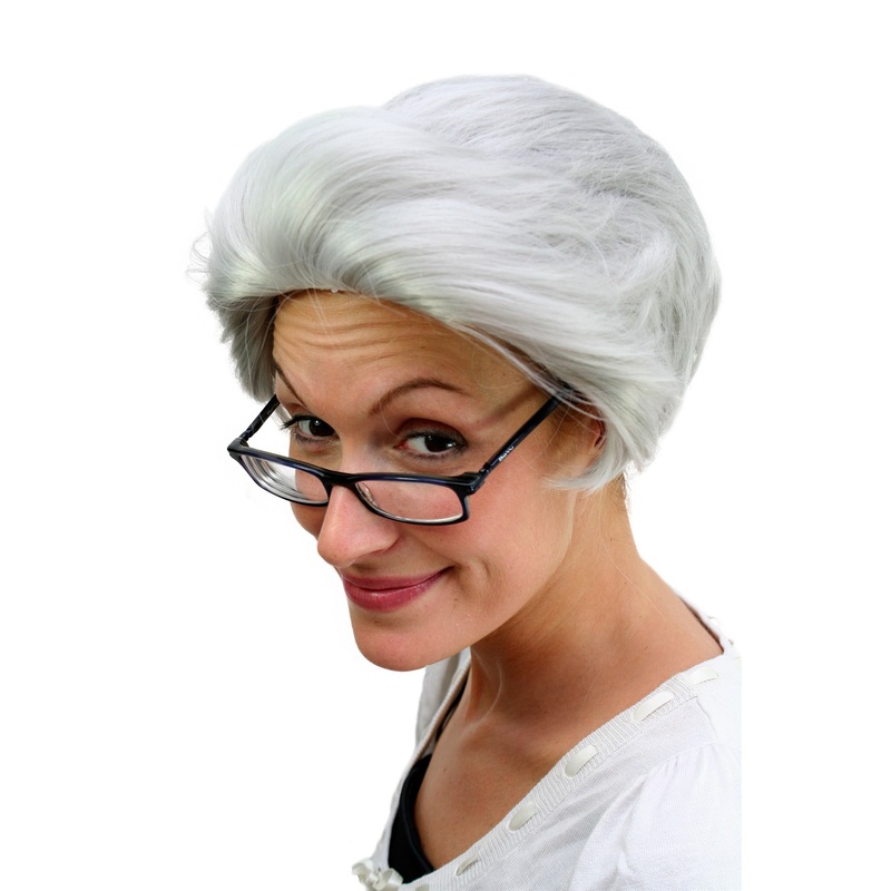 Halloween Party wig Men Man grey gray short quiff aged older Playboy CEO PW0206