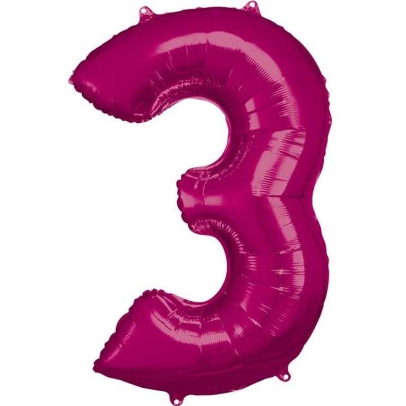Number balloon 3 metallic pink 86cm