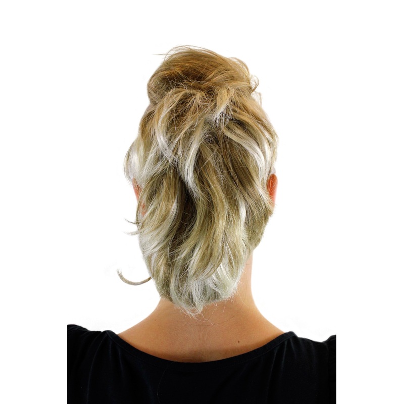 Ponytail Hairpiece extension short wild & wavy look livey mixed blonde T6545